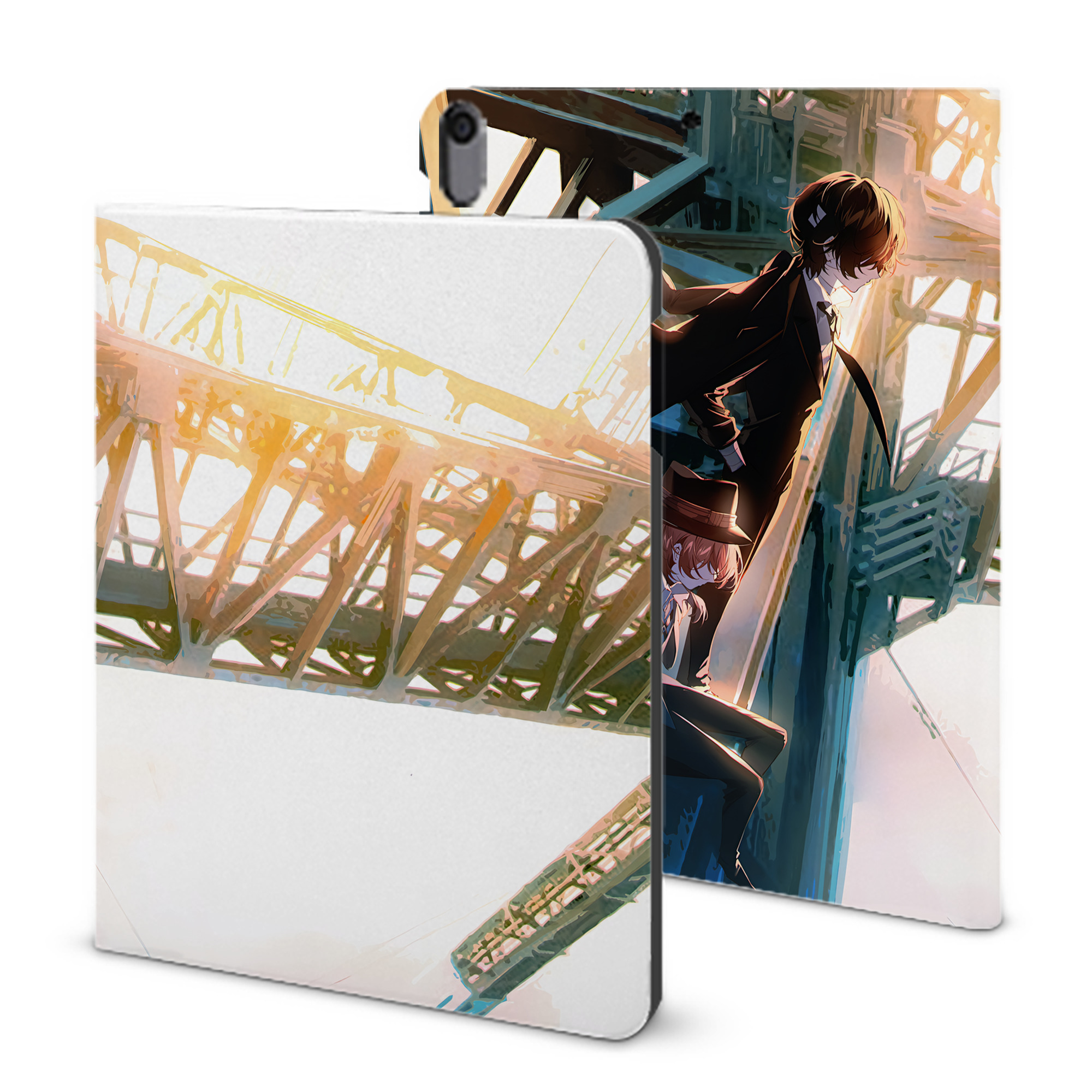（画像用） 文豪ストレイドッグス Bungo Stray Dogs IPad ケース ブック型 PUレザー TPU 耐衝撃 軽量 薄型 ペン収納なし 全面保護 IPad 各モデル対応